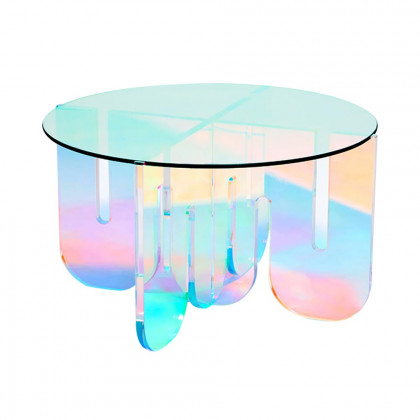 HMR - Iridescent Transparent Acrylic Modern Design Fashionable Round Coffee Table