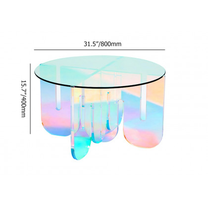 HMR - Iridescent Transparent Acrylic Modern Design Fashionable Round Coffee Table