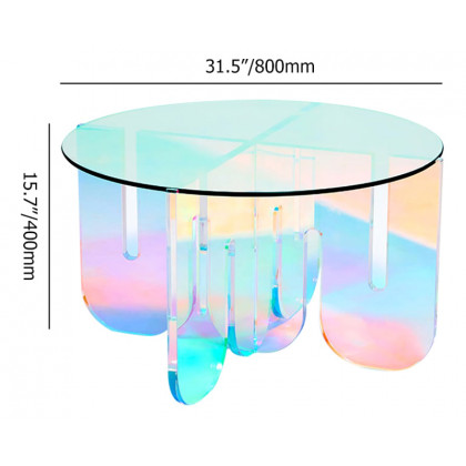 HMR - Iridescent Transparent Acrylic Modern Design Fashionable Round Coffee Table