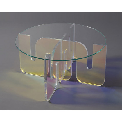 HMR - Iridescent Transparent Acrylic Modern Design Fashionable Round Coffee Table