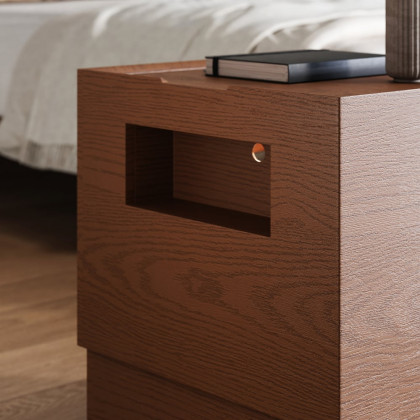 HMR Modern Walnut Nightstand with Light Wood Bedside Table with 2 Drawers - Walnut, Single