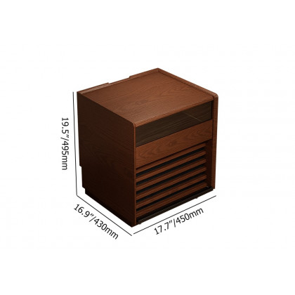 HMR Modern Walnut Nightstand with Light Wood Bedside Table with 2 Drawers - Walnut, Single