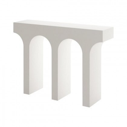 HMR - 47" Japandi Narrow White Console Table with Pedestal Wood Entryway Table