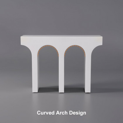 HMR - 47" Japandi Narrow White Console Table with Pedestal Wood Entryway Table