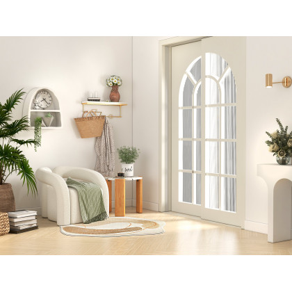 HMR - 47" Japandi Narrow White Console Table with Pedestal Wood Entryway Table