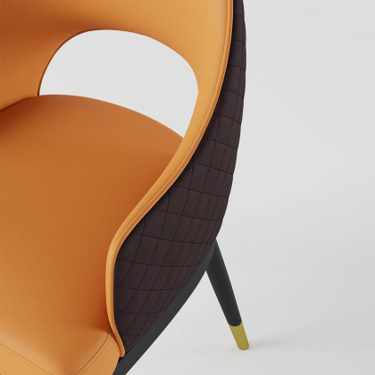 HMR Modern Dining Chair with PU Leather Upholstery (Set of 2) - Orange/Coffee