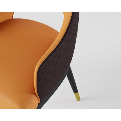 HMR Modern Dining Chair with PU Leather Upholstery (Set of 2) - Orange/Coffee