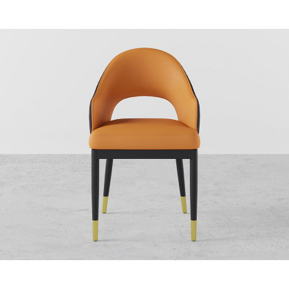 HMR Modern Dining Chair with PU Leather Upholstery (Set of 2) - Orange/Coffee