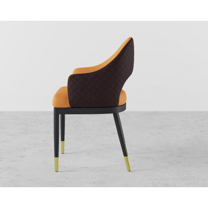 HMR Modern Dining Chair with PU Leather Upholstery (Set of 2) - Orange/Coffee