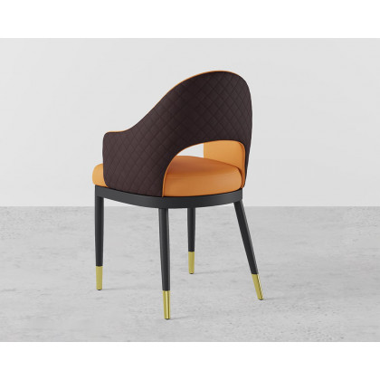 HMR Modern Dining Chair with PU Leather Upholstery (Set of 2) - Orange/Coffee