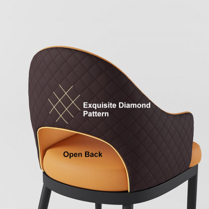 HMR Modern Dining Chair with PU Leather Upholstery (Set of 2) - Orange/Coffee