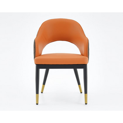 HMR Modern Dining Chair with PU Leather Upholstery (Set of 2) - Orange/Coffee