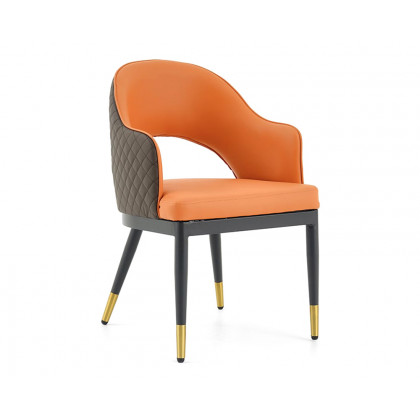 HMR Modern Dining Chair with PU Leather Upholstery (Set of 2) - Orange/Coffee