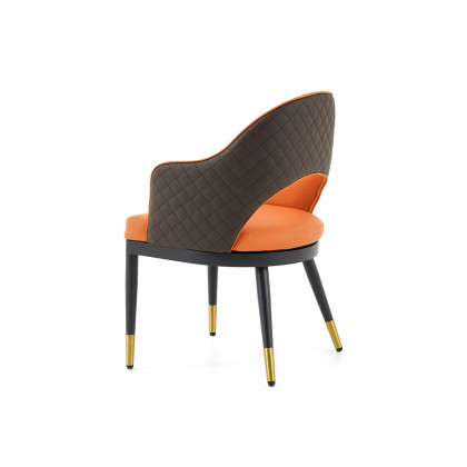 HMR Modern Dining Chair with PU Leather Upholstery (Set of 2) - Orange/Coffee