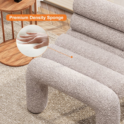 HMR Modern Boucle Accent Chair Upholstery Horizontal Channeled for Living Room - Gray