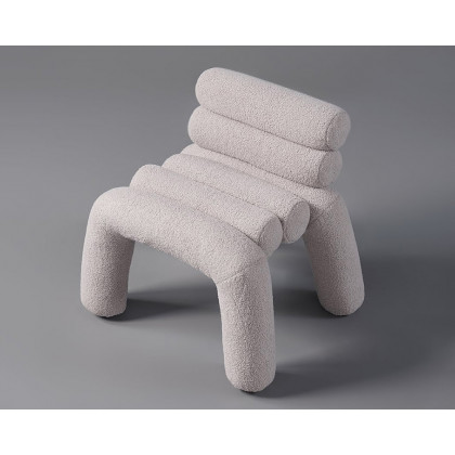 HMR Modern Boucle Accent Chair Upholstery Horizontal Channeled for Living Room - Gray