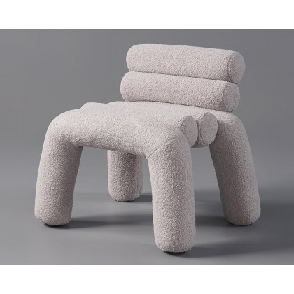 HMR Modern Boucle Accent Chair Upholstery Horizontal Channeled for Living Room - Gray