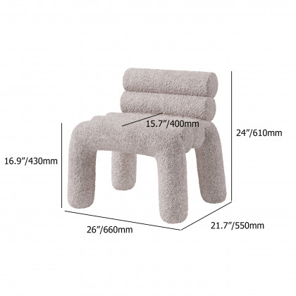 HMR Modern Boucle Accent Chair Upholstery Horizontal Channeled for Living Room - Gray