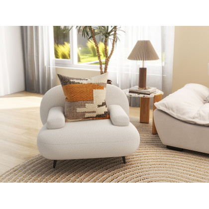 HMR 109.4" Modern Leath-Aire 3 Seater Deep Sofa with Adjustable Backrest Sailboat - White