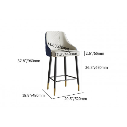 HMR Diamic Series Modern Counter Stools with PU Leather Upholstery - Blue, 8-Pieces