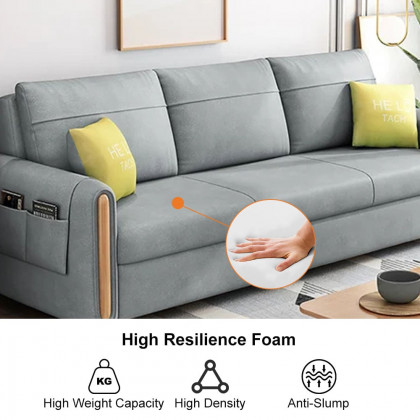 HMR 81" King 3-Seater Leath-aire Sleeper Sofa - Light Gray