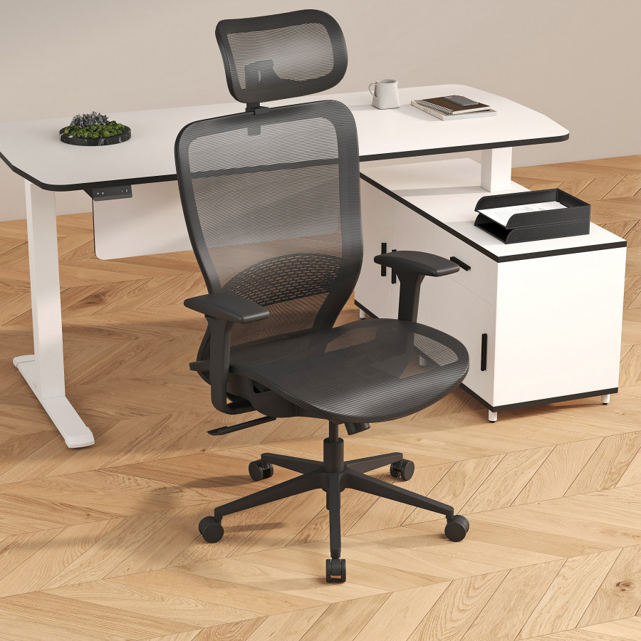 HMR - Ergonomic Adjustable High Back Black Office Desk Chair