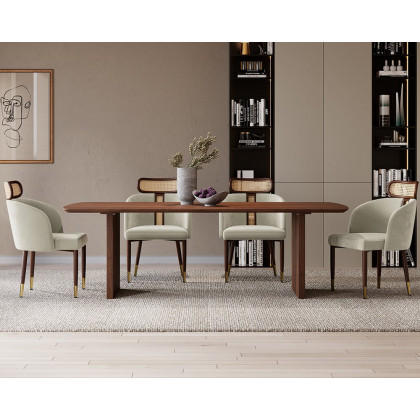 HMR Mid-Century Modern Dining Chairs with Velvet Upholstery (Set of 2) - Off-White