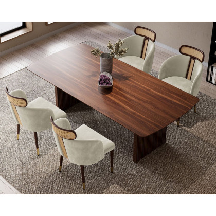 HMR Mid-Century Modern Dining Chairs with Velvet Upholstery (Set of 2) - Off-White