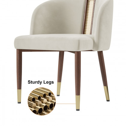 HMR Mid-Century Modern Dining Chairs with Velvet Upholstery (Set of 2) - Off-White
