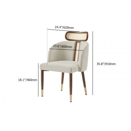 HMR Mid-Century Modern Dining Chairs with Velvet Upholstery (Set of 2) - Off-White
