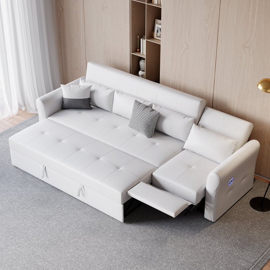 HMR - 109" Leath-aire Reclining Sectional Sofa Bed