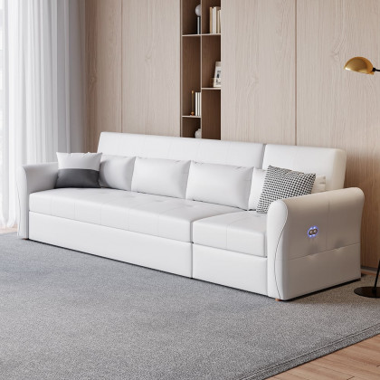 HMR - 109" Leath-aire Reclining Sectional Sofa Bed