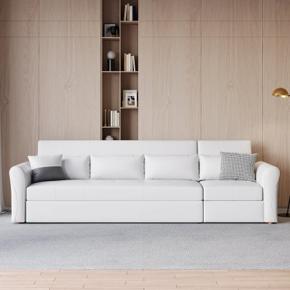 HMR - 109" Leath-aire Reclining Sectional Sofa Bed