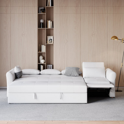 HMR - 109" Leath-aire Reclining Sectional Sofa Bed