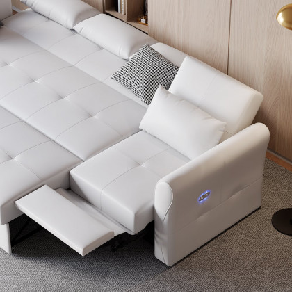 HMR - 109" Leath-aire Reclining Sectional Sofa Bed