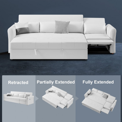 HMR - 109" Leath-aire Reclining Sectional Sofa Bed