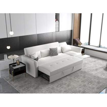 HMR - 109" Leath-aire Reclining Sectional Sofa Bed