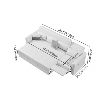 HMR - 109" Leath-aire Reclining Sectional Sofa Bed