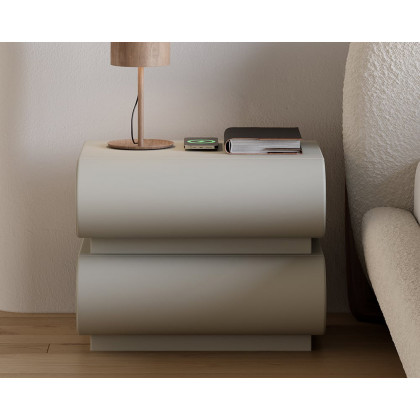 HMR Humply Modern Leather Smart Nightstand with Wireless Charger Drawers - Light Gray, 2-Drawer, Single