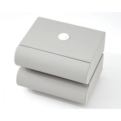 HMR Humply Modern Leather Smart Nightstand with Wireless Charger Drawers - Light Gray, 2-Drawer, Single