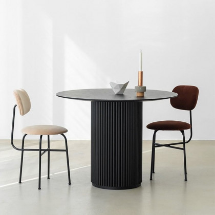 HMR Japandi Style Round Wood Dining Table - Black, 31.5" (Seats 2 People)