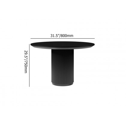 HMR Japandi Style Round Wood Dining Table - Black, 31.5" (Seats 2 People)