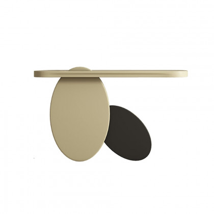 HMR - 39.4" Modern Console Table Oval Wood Entryway Table with Circle Base Light Khaki
