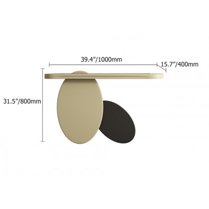 HMR - 39.4" Modern Console Table Oval Wood Entryway Table with Circle Base Light Khaki