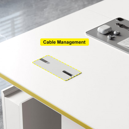 HMR - Modern White U-shaped Adjustable Height Electric Standing Desk with 2 Doors & 3 Drawers