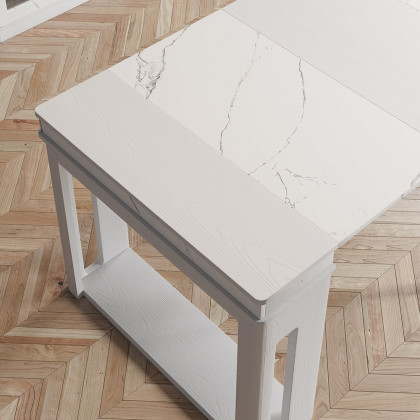 HMR 70.9" Rectangle Folding Wood Dining Table with Sideboard (Seats 2-4 People) - White