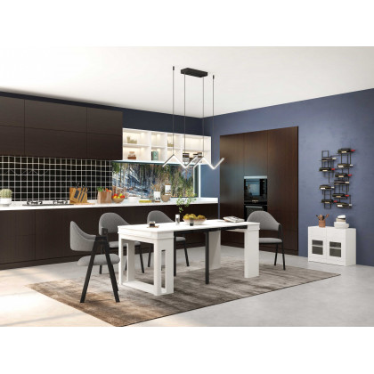 HMR 70.9" Rectangle Folding Wood Dining Table with Sideboard (Seats 2-4 People) - White