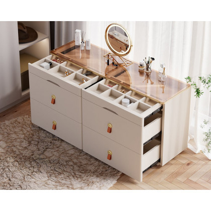 HMR - Chanor 47" Glass Top 6-Drawer Dresser