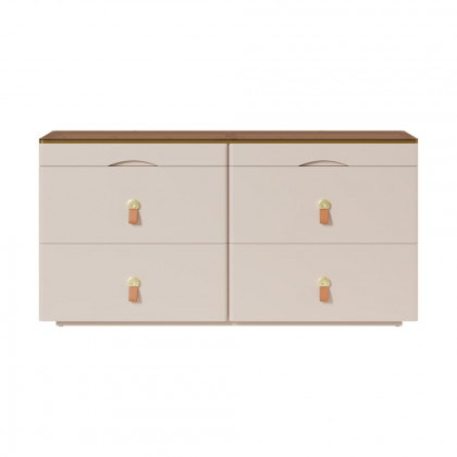 HMR Chanor 47" Glass Top 6-Drawer Dresser - Champagne