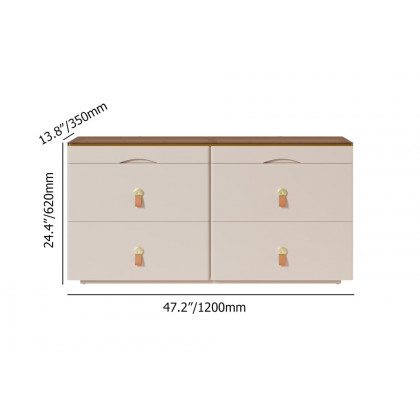 HMR Chanor 47" Glass Top 6-Drawer Dresser - Champagne